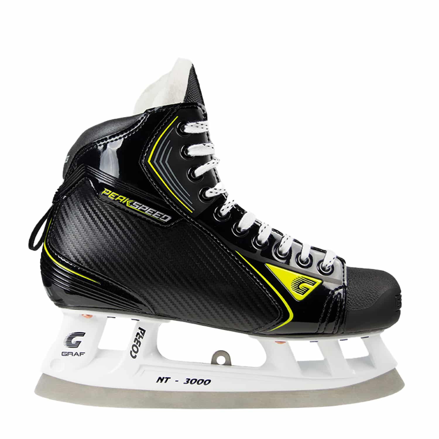 Graf Herstellerbild Peakspeed SR/G Torwart-Schlittschuh Schwarz/Gelb Cobra 3000 Goalie Senior – Bild 1