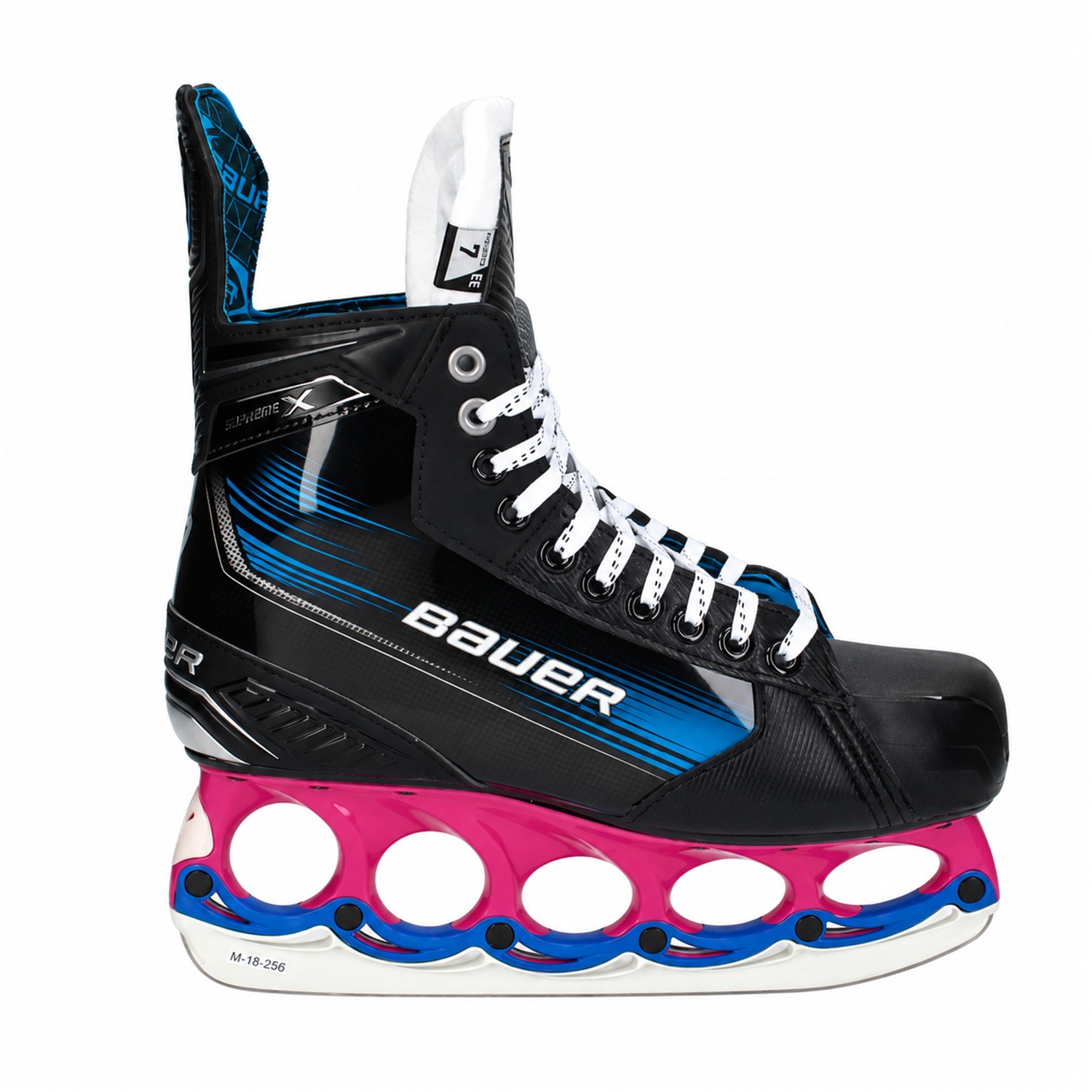 Bauer X Pink – Seitenansicht Bauer X T-Blade Schlittschuh Schwarz/Blau-Pink – US 8.5 / EU 42 – Bild 1