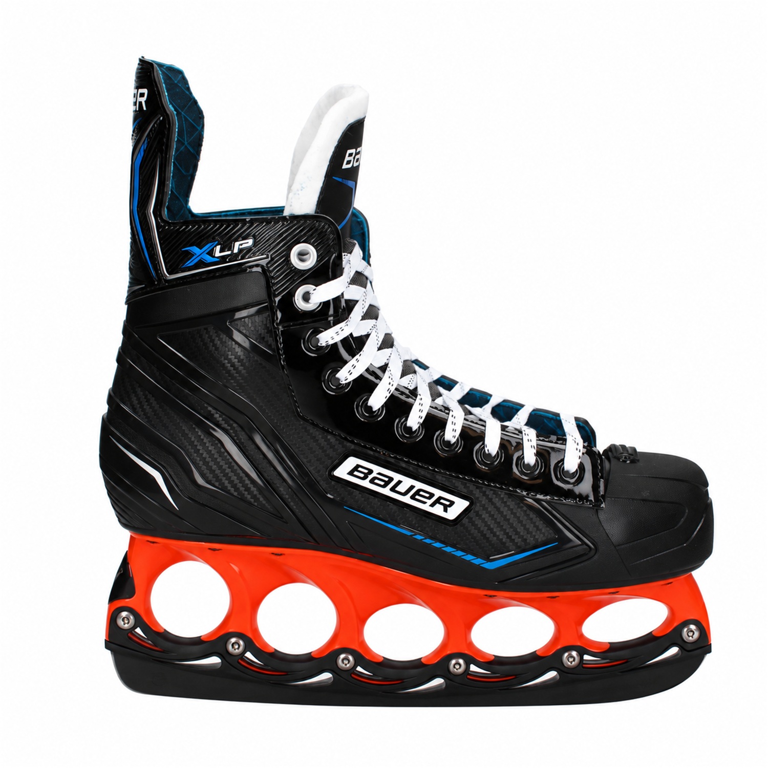 Bauer X-LP Orange-Schwarz – Seitenansicht Bauer X-LP T-Blade Schlittschuh Schwarz/Blau-Orange – US 11.5 / EU 45.5 – Bild 1