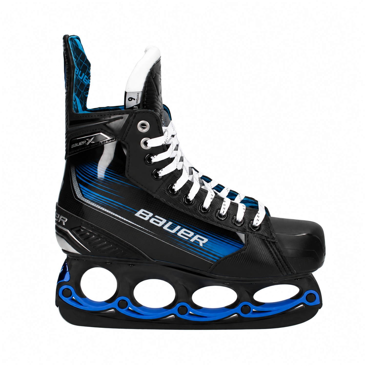 Bauer X Schwarz/Blau – Seitenansicht Bauer X T-Blade Schlittschuh Schwarz/Blau – US 7.5 / EU 40.5 – Bild 1