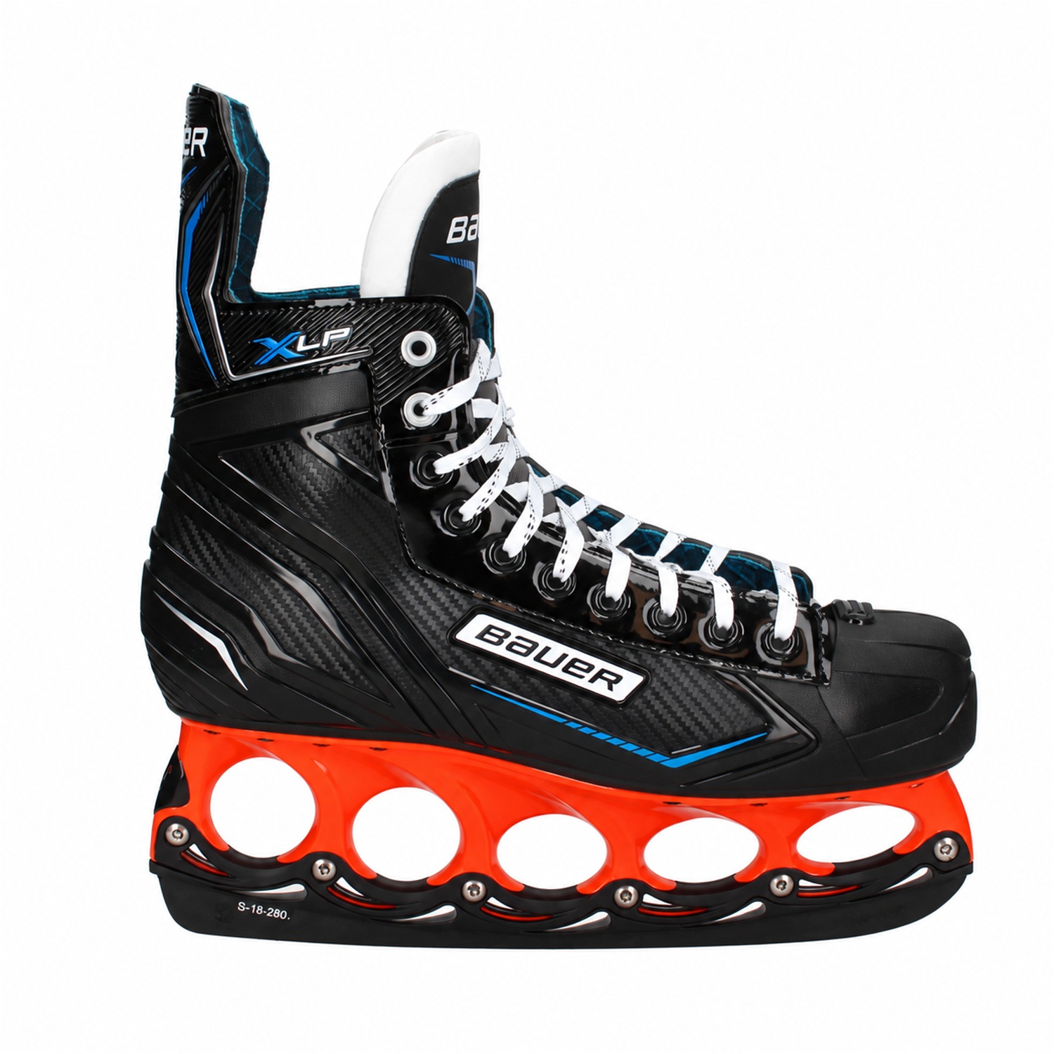 Bauer X-LP Orange/Schwarz – Seitenansicht Bauer X-LP T-Blade Schlittschuh Orange/Schwarz – US 11.5 / EU 45.5 – Bild 1